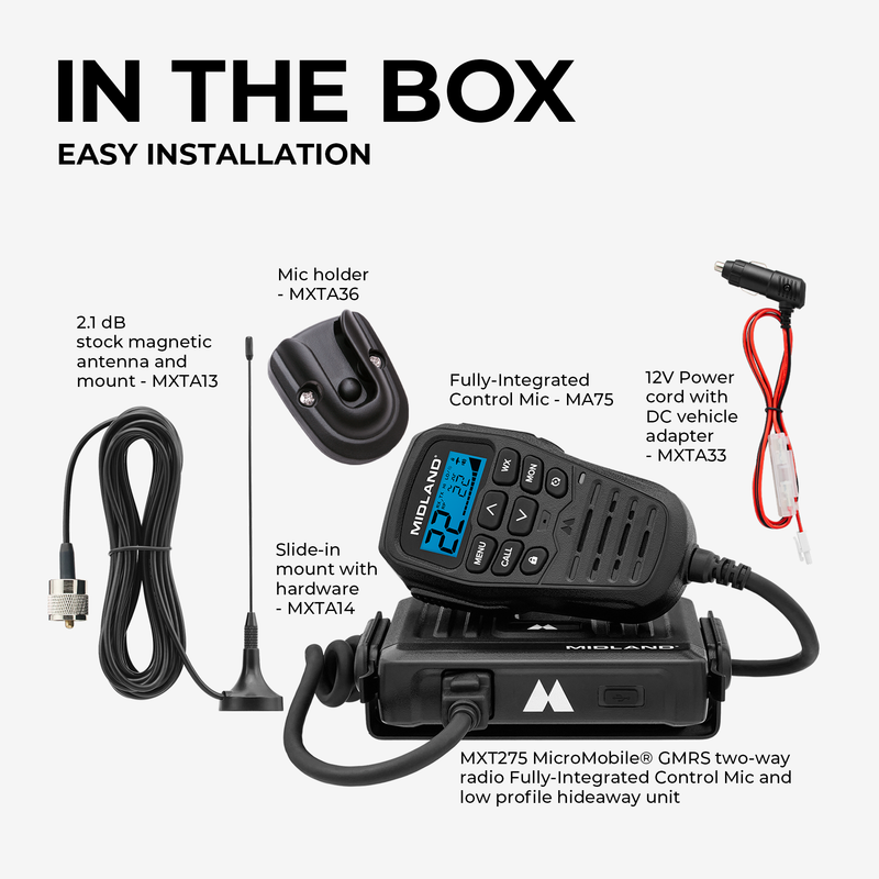 Load image into Gallery viewer, MXT275 15W MicroMobile GMRS Two-Way Radio
