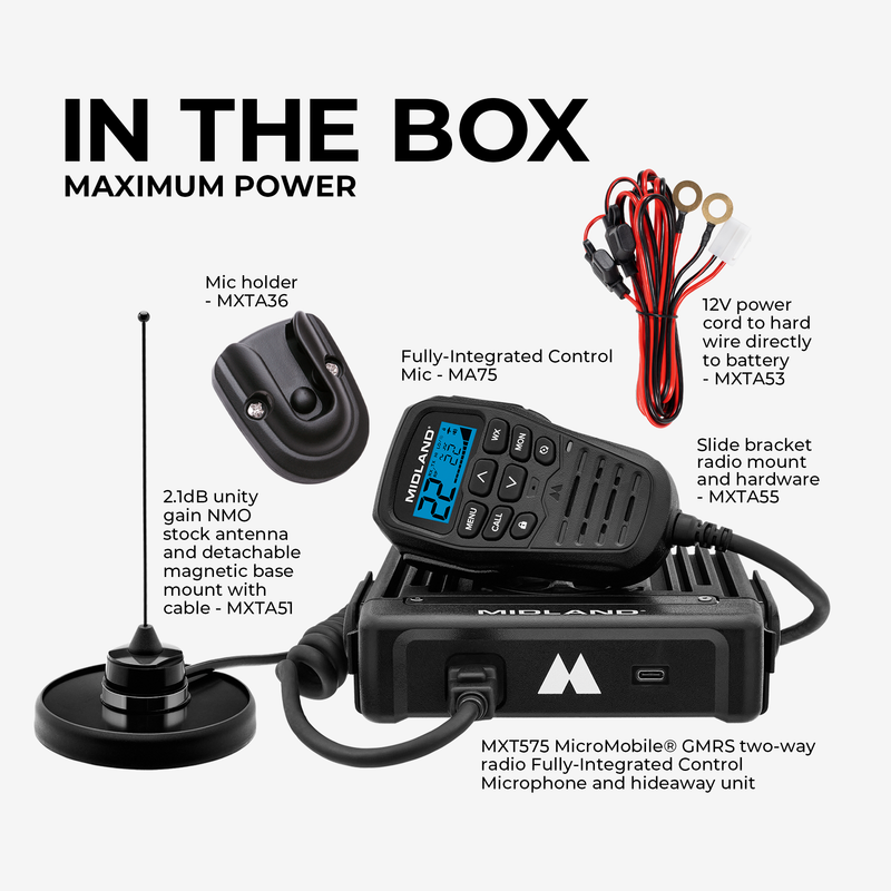 Load image into Gallery viewer, MXT575 50W MicroMobile GMRS Two-Way Radio
